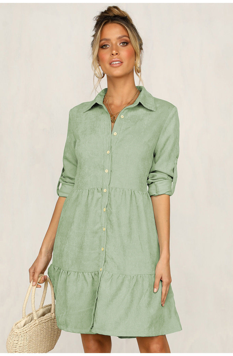 Harmony Cotton Button Down Shirt Dress - Pistachio Ins Street