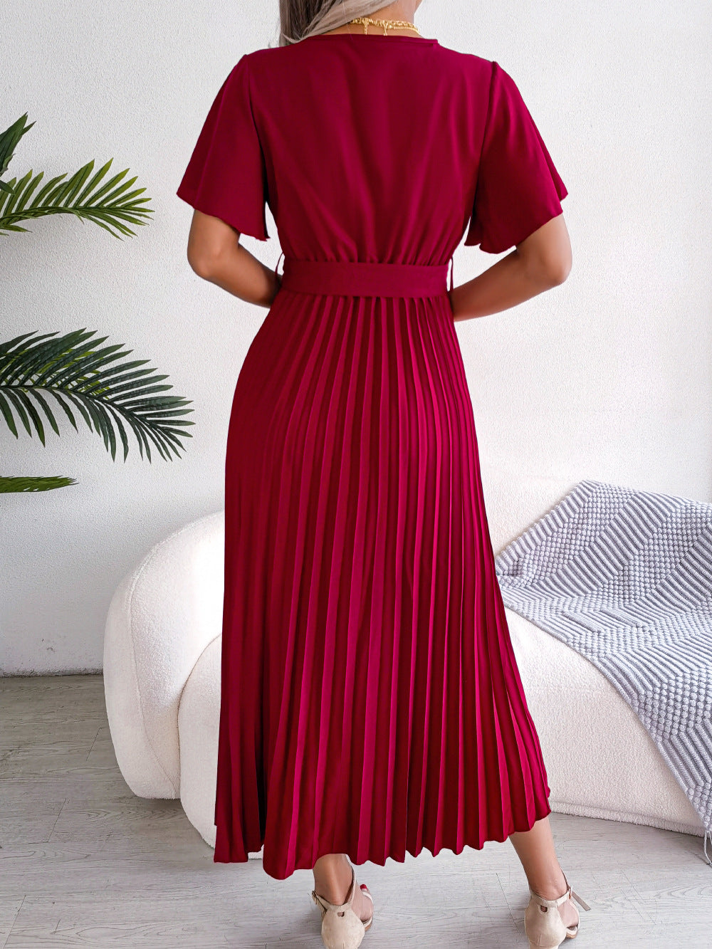 Marlene Pleated Wrap Midi Dress Ins Street