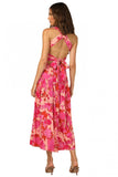 Edris Cotton Floral Tiered Midi Dress - Coral Pink Ins Street