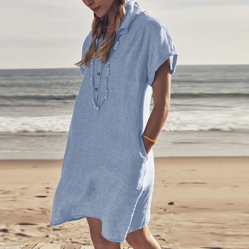 Dowling Cotton + Tencel Pocketed Chambray Shirt Dress Ins Street