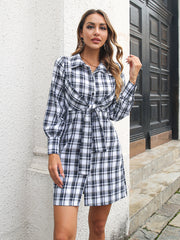 Archie Cotton Ruched Plaid Shirt Dress - FINAL SALE InsStreet