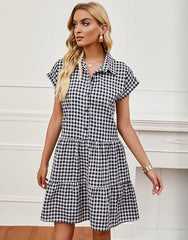 Dooley Plaid Button Down Babydoll Dress Ins Street