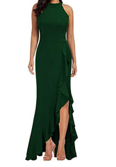 Sunlit Soiree Satin High Low Ruffle Maxi Dress - Green Mint - FINAL SALE Ins Street