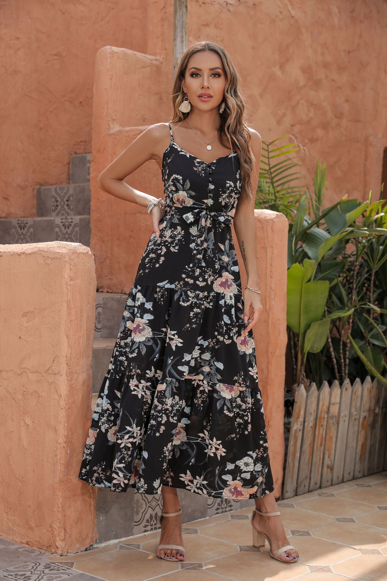 Acqualina Floral Tiered Maxi Dress – InsStreet