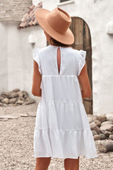 Angelo Cotton Ruffle Tiered Babydoll Dress - White VERY-001