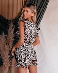 On My Own Pocketed Leopard Ruffle Romper Ins Street