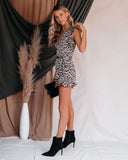 On My Own Pocketed Leopard Ruffle Romper Ins Street