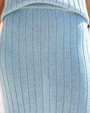 Oceanside Ribbed Knit Midi Skirt - Blue Ins Street
