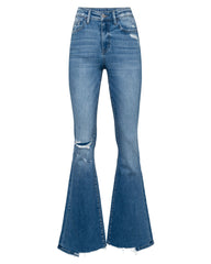 Offset High Rise Distressed Flare Denim Ins Street