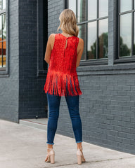 Old Flame Sequin Fringe Top - Red Ins Street