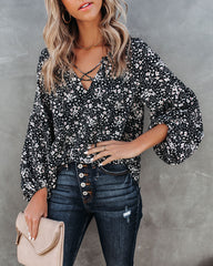 Only In Your Dreams Floral Lace Up Blouse Ins Street