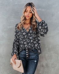 Only In Your Dreams Floral Lace Up Blouse Ins Street