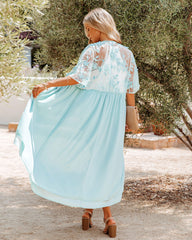 Orna Embroidered Applique Duster - Aqua Ins Street