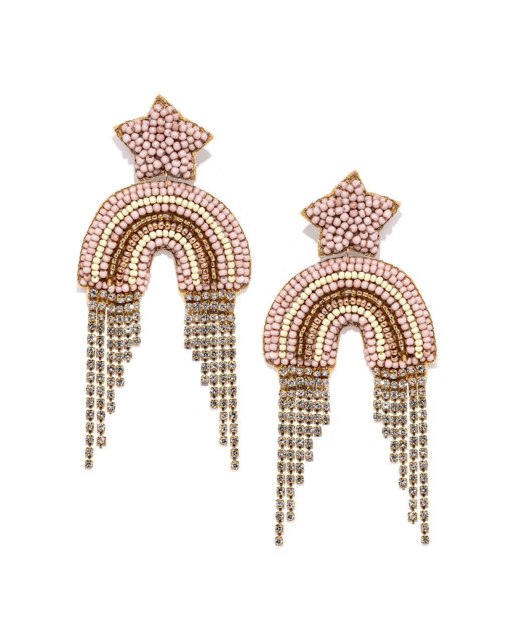 Over The Rainbow Beaded Statement Earrings - Blush Ins Street