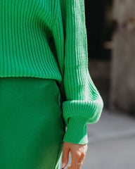 Ozzy Cotton Blend Balloon Sleeve Sweater - Green Ins Street