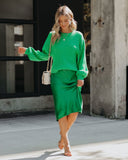 Ozzy Cotton Blend Balloon Sleeve Sweater - Green Ins Street