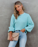 Ozzy Cotton Blend Balloon Sleeve Sweater - Turquoise Ins Street