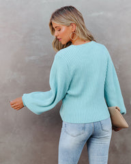 Ozzy Cotton Blend Balloon Sleeve Sweater - Turquoise Ins Street