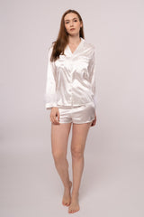 Ballari Feather Trim Pajama Set-White Ins Street