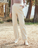Parkhaven Pocketed High Rise Faux Leather Pants - Cream Ins Street