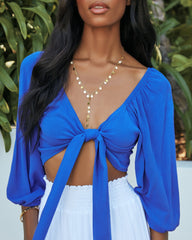 Pattaya Tie Front Crop Top - Royal Blue Ins Street