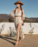 Peony Long Sleeve Lace Maxi Romper - Natural Ins Street