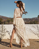 Peony Long Sleeve Lace Maxi Romper - Natural Ins Street