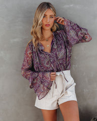 Persephone Paisley Bell Sleeve Blouse BAND-001