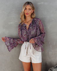 Persephone Paisley Bell Sleeve Blouse BAND-001