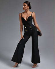 Strappy Double-breasted Bandage Jumpsuit Ins Street