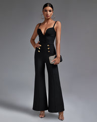 Strappy Double-breasted Bandage Jumpsuit Ins Street