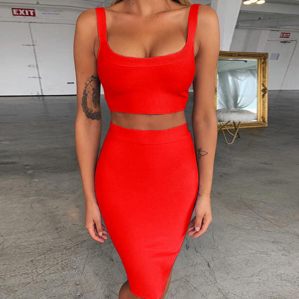 Strappy Sleeveless 2 Piece Over Knee Bandage Set Ins Street