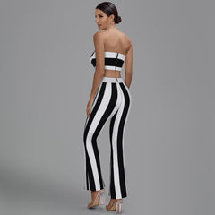 Strapless Sleeveless Striped Bandage Set Ins Street