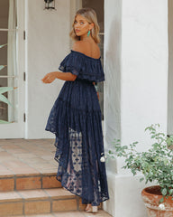 Panache Off The Shoulder High Low Maxi Dress - Navy Ins Street