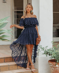 Panache Off The Shoulder High Low Maxi Dress - Navy Ins Street