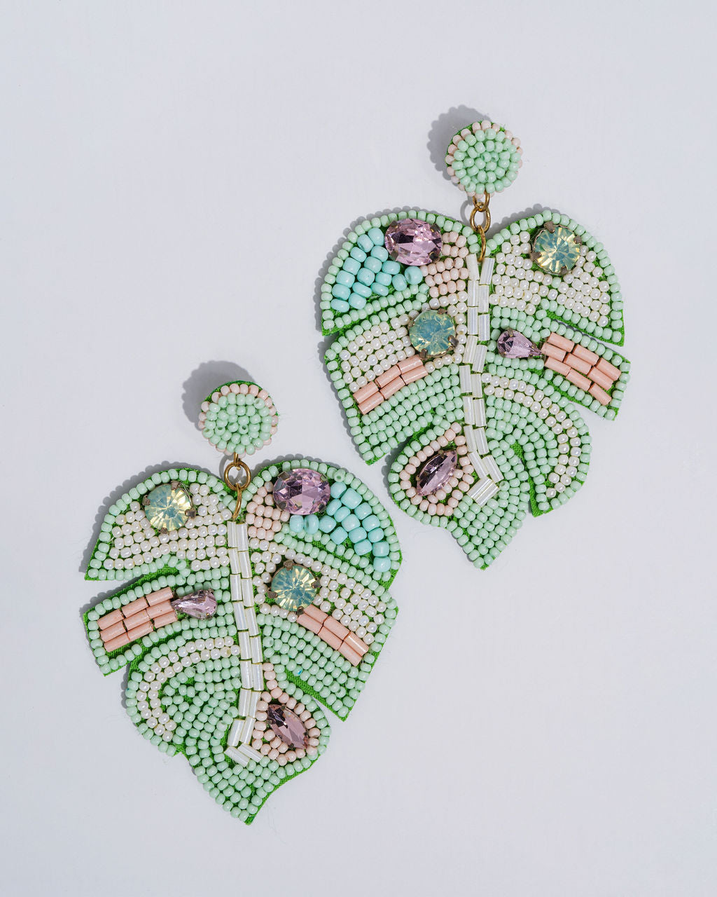 Pastel Palms Beaded Statement Earrings Ins Street