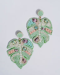 Pastel Palms Beaded Statement Earrings Ins Street