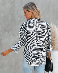 Patton Zebra Print Button Down Blouse Ins Street