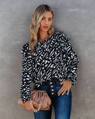 Peacock Printed Ruffle Blouse Ins Street