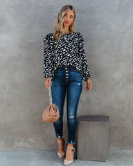 Peacock Printed Ruffle Blouse Ins Street