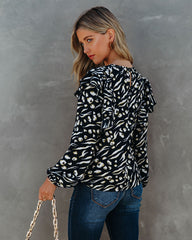 Peacock Printed Ruffle Blouse Ins Street