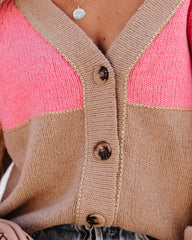 Persa Colorblock Knit Cardigan - Beige Pink LUSH-001