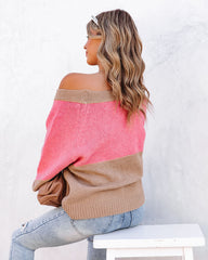 Persa Colorblock Knit Cardigan - Beige Pink LUSH-001