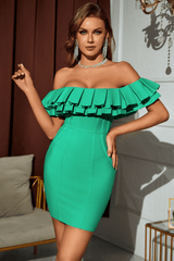 Tavasa Off Shoulder Ruffle Mini Bandage Dress Ins Street