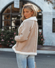 Pine Hollow Pocketed Faux Suede Sherpa Jacket - Sand - FINAL SALE Ins Street