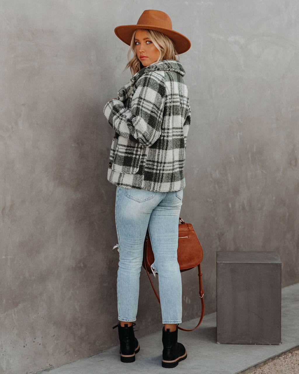 Pinole Pocketed Plaid Teddy Jacket - Grey - FINAL SALE Ins Street