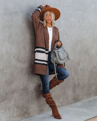 Precious Moments Striped Pocketed Cardigan - Coffee - FINAL SALE Ins Street