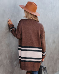 Precious Moments Striped Pocketed Cardigan - Coffee - FINAL SALE Ins Street