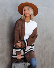 Precious Moments Striped Pocketed Cardigan - Coffee - FINAL SALE Ins Street