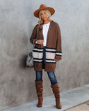 Precious Moments Striped Pocketed Cardigan - Coffee - FINAL SALE Ins Street